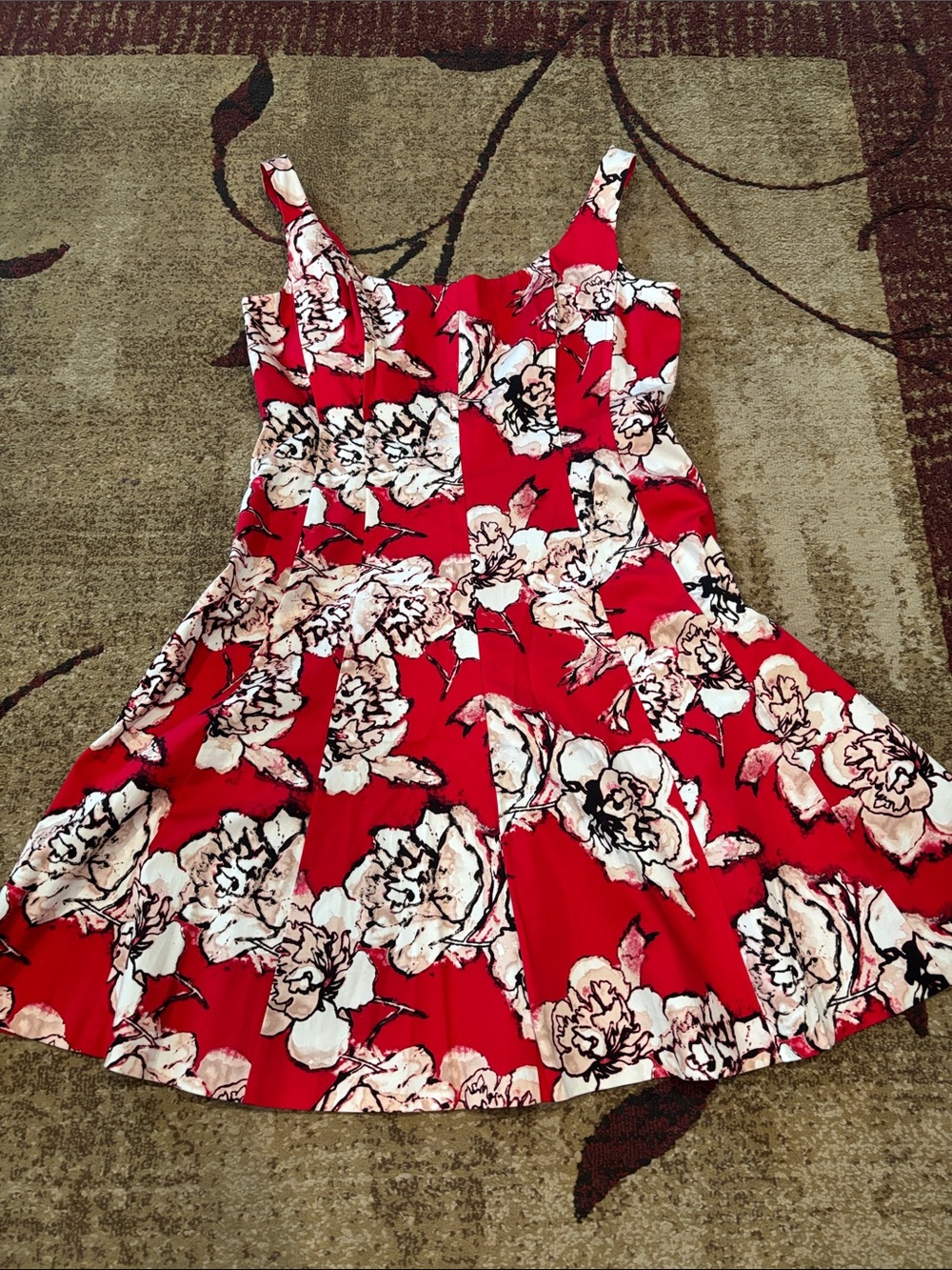 Jones Wear Red Floral Fit-and-Flare Girls Dress
